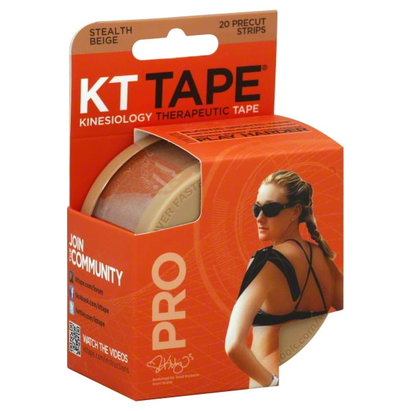 KT Tape Elastic Pro Sports Tape, Precut Strips, Stealth Beige 20 Ct