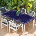thumbnail image 2 of Independence Day Table Cloths for 3 Foot Rectangle Tables, Blue Fireworks US Flag Stars Sparklers Modern Patio Waterproof Elastic Fitted Tablecloths, Washable Rectangular Table Cover for Camping, 2 of 8