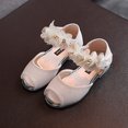 thumbnail image 3 of LNMQLPDBS Little Girl Shoes Solid Color Tulle Floral Decoration Shoes Low Heel Flower Gir Wedding Party Dress Shoes Comfort Princess Shoes for Kids Toddler Girls Sandals Beige 2 Years, 3 of 5