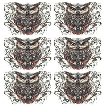 

Ryvnso Placemats Set of 6 Mandala Cool Owl Dining Mats Heat-Resistant Non-Slip Washable Table Mat