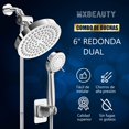thumbnail image 4 of Regaderas para Ba&ntilde;o,Combo de 6''Cabezal de Ducha de Lluvia de Alta Presi&oacute;n y 9''Shower Head de Mano,con Manguera de 58''y 3 Modos,con Bot&oacute;n de Control de Flujo,Boquill, 4 of 9