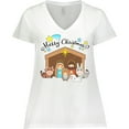 thumbnail image 3 of Inktastic Merry Christmas Cute Nativity Scene Women's Plus Size V-Neck T-Shirt, 3 of 5