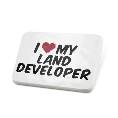 Porcelein Pin I heart love my Land Developer Lapel Badge – NEONBLOND