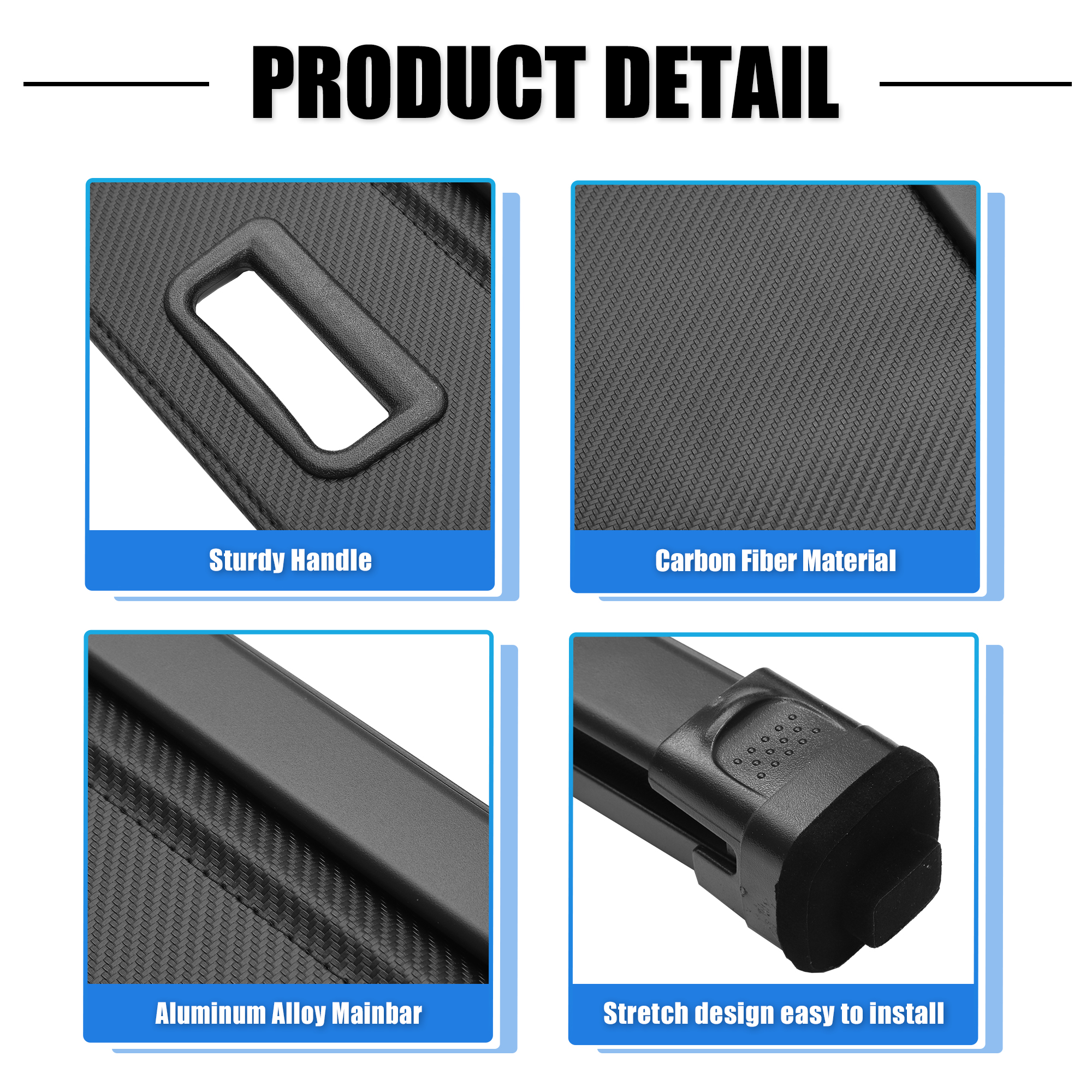 Unique Bargains Cargo Cover Rear Trunk Shield for Mitsubishi Eclipse Cross 2018-2023 Black
