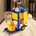 thumbnail image 3 of TUFFIOM Janitorial Cart with Key-Locking Cabinet, 3-Shelf Commercial Cleaning Cart, Housekeeping Caddy with Locker,Wheeled with Yellow Vinyl Bag, Black, Great for Hotel, Stores, Schools, and Business, 3 of 8