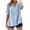 Sky Blue, variant on UPPADA 3/4 Sleeve Tops for Women Summer 2025 Trendy T Shirts Boho Solid Color Blouse Loose Fit Casual Round Neck Pullover