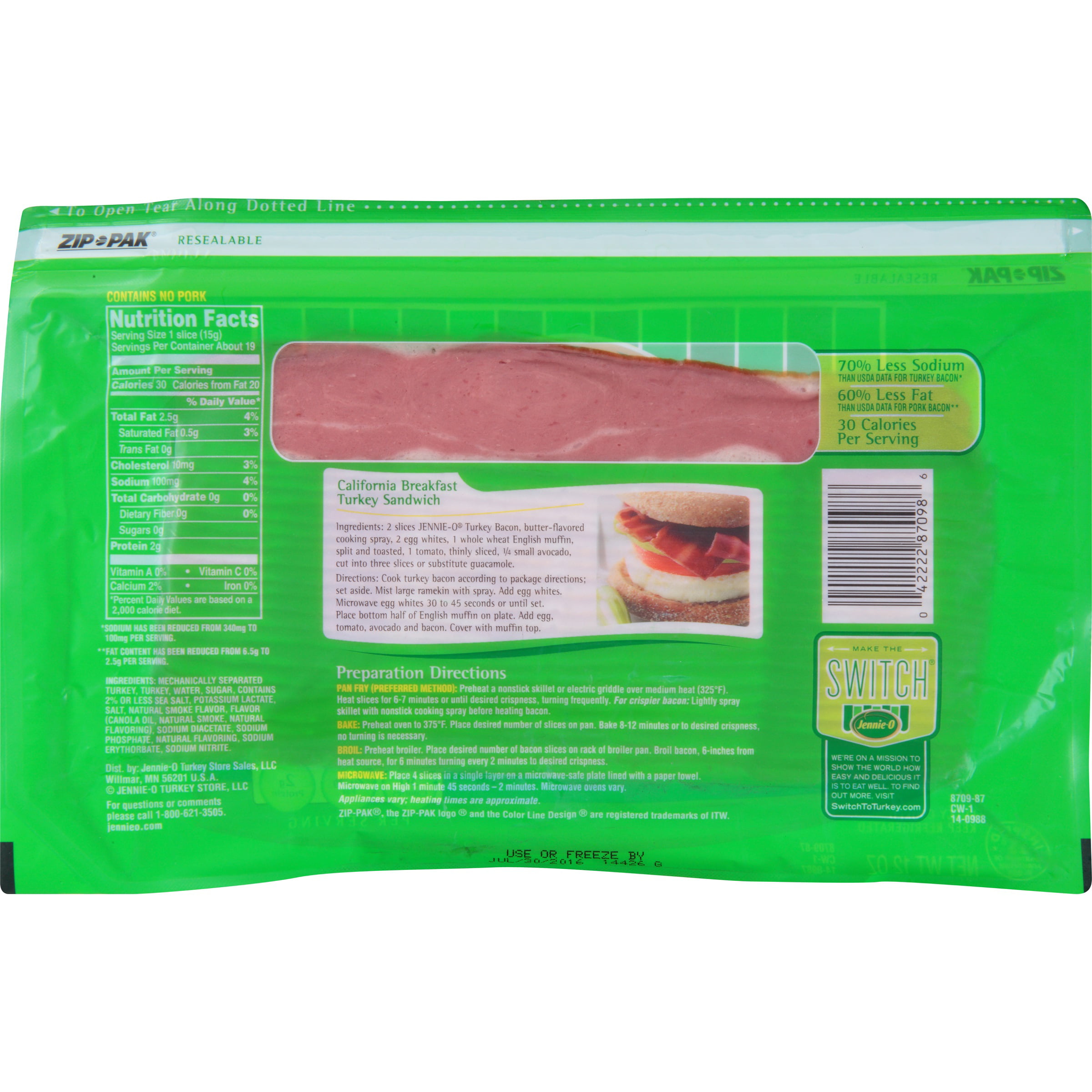 1 Strip Turkey Bacon Nutrition Facts NutritionWalls