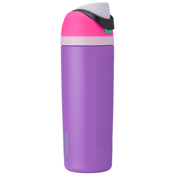 Owala FreeSip Insulated Stainless Steel Water Bottle with Straw and Carry Handle, 19 Ounce, Darling Diva Purple