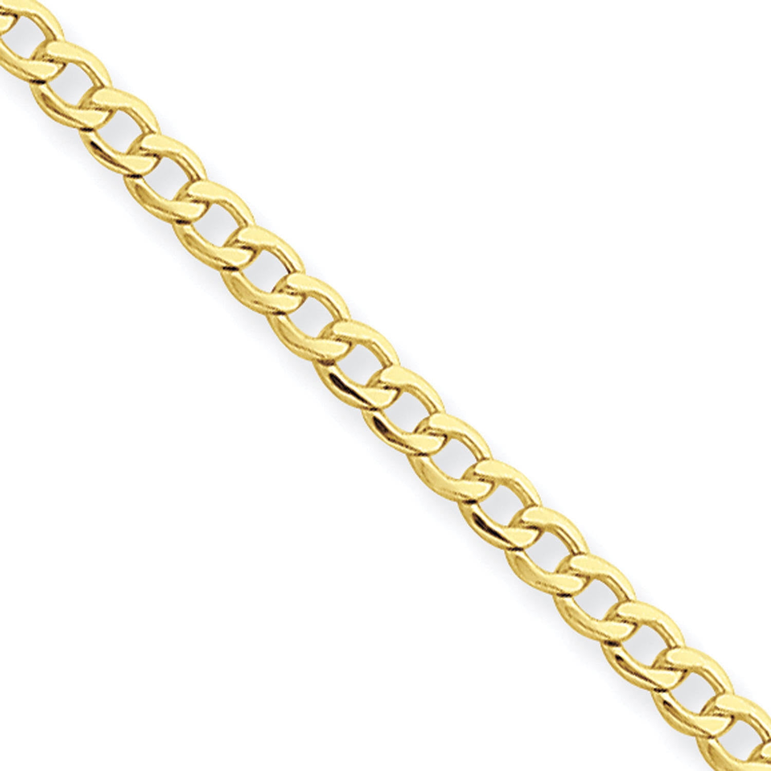 14k White Gold 3.35mm Semi-Solid Curb Link Chain 14 kt White Gold 18 in Length