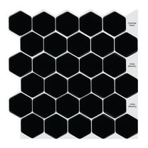 Clever Mosaics 3D Hexagon Black Peel and Stick Vinyl Tile for Kitchen and Bathroom Backsplash (10 Sheets)
