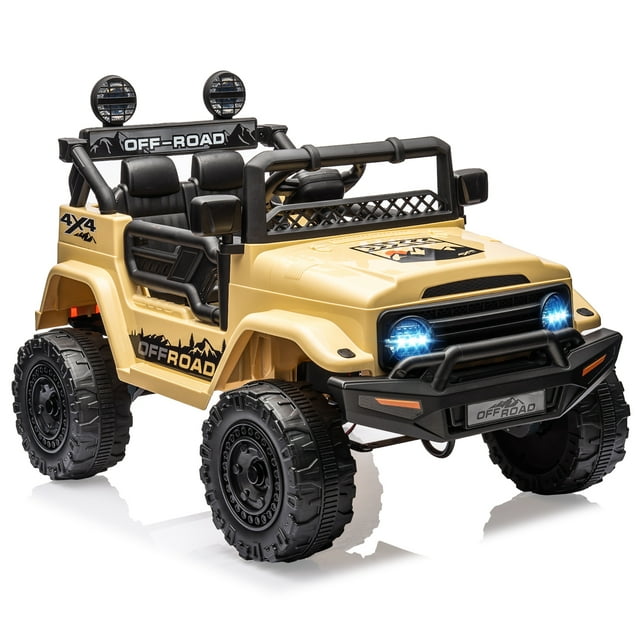 BeesClover 12V Two-Seater Kids Electric Ride on Truck with Parent Remote, Suspension System, LED Lights & Music Player, Battery Powered Ride-on Car for Boys & Girls