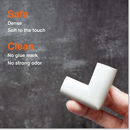 Slimfit Corner Edge Protector for Baby Proofing (Small 18ft Edge 8 Corners), Furniture Safety Bumper Guard, Soft NBR Rubber Foam, 3M Adhesive, Oyster White (Off White)