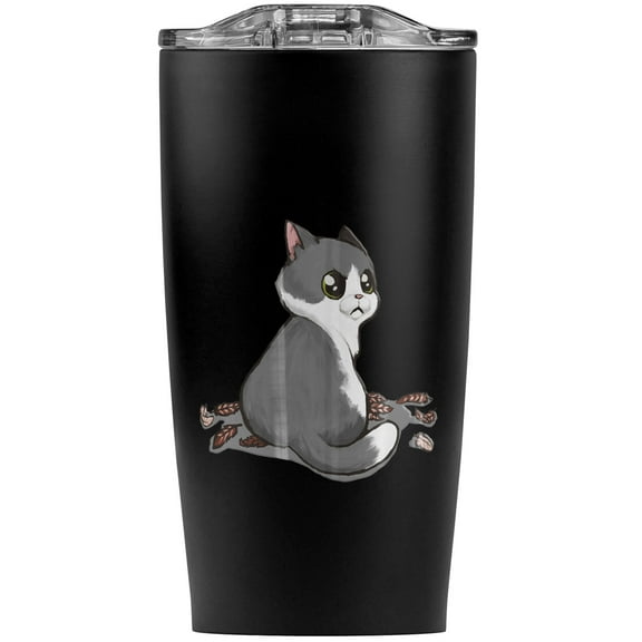 Kawaii Cute Cat With Bird Feathers Stainless Steel 20 oz Travel Tumbler, Vacuum Insulated & Double Wall with Leakproof Sliding Lid | Great for Coffee/Hot Drinks and Cold Beverages