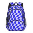 thumbnail image 2 of Blue Wavy Checkered Pattern Backpack for School, Cute School Bag with Adjustable Shoulder Straps and Padded Back, 16.9"x12.6"x5.9", 2 of 3