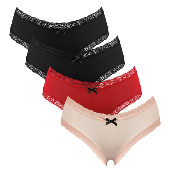 Alove Women's Comfort Panties Lace Underwear Nylon Hipster 4 Pack