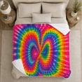 thumbnail image 5 of Dual Spiral Tie Dye Sofa Scene, Retro Crinkle Dye Style for Tie Dye Lovers, Rainbow Spiral Mantel Theme and Halloween Gift, Warm Flannel Blanket for Bedroom Living Room, Home Decor, 5 of 9