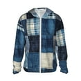 thumbnail image 1 of Daiia Veste à Capuche Légère à Manches Longues avec Protection Solaire Indigo Patchwork Quilt Pattern UPF 50+ pour Femmes et Hommes avec Poche pour Randonnée en Plein air-TG, 1 of 7