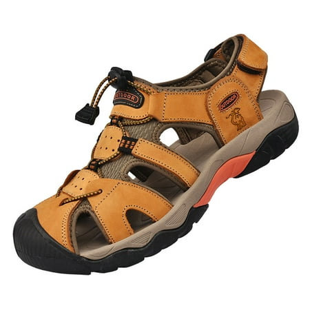

Lopsie STREAMNATURE Mens Outdoor Hiking Sandals Closed Toe Waterproof Fisherman Walking Sandals Easy Wearing Adjustable Protection Summer Non slip Anti kick and Anti collision Beach Sandals
