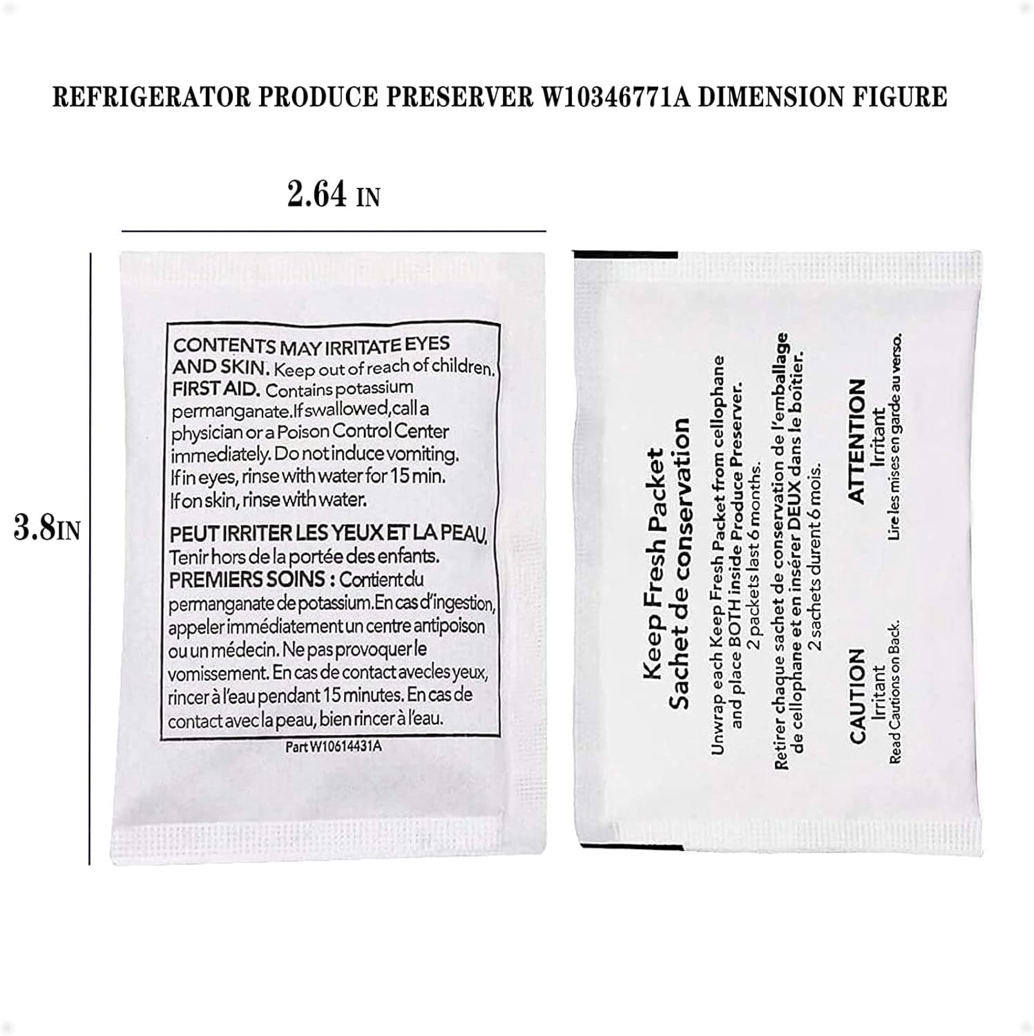 Refrigerator Produce Preserver W10346771A(12 Packets-6 Pack Included),Replacement for 2117689,AH3503014