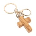 thumbnail image 1 of Cross Keychain Olive Wood Cross Pendant Keychain Handmade Cross Charm Keyring for Clothes Bags Delicate Craft Accessory Golden Cross Keychain, 1 of 8