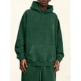 thumbnail image 5 of Men Hoodies Oversized Unisex Acid Wash Hoodie Vintage Cotton Sweatshirt Dark Green M, 5 of 7