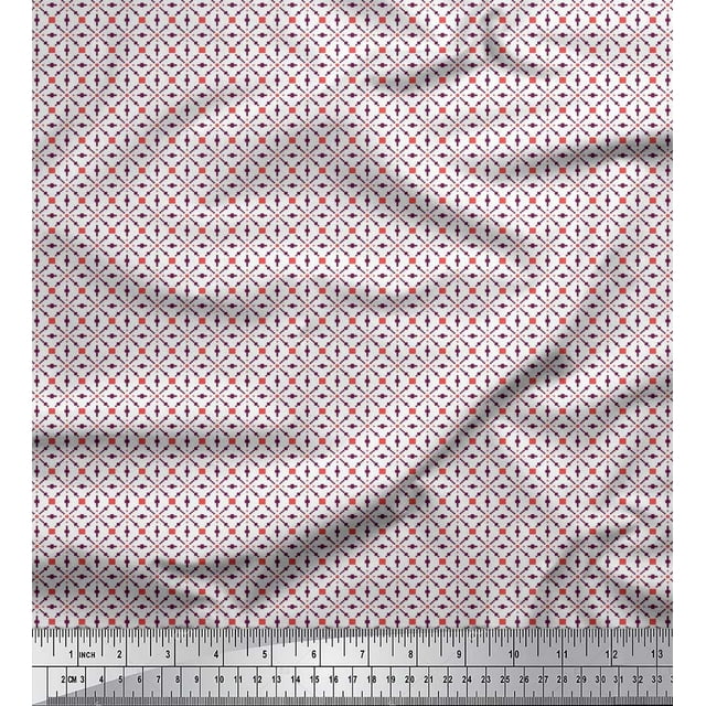 Soimoi Cotton Voile Fabric Geometric Small Fabric Prints by Yard 56 Inch Wide