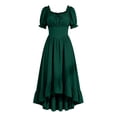 thumbnail image 2 of Renaissance Costume Women High Low Corset Dress Cottagecore Puff Sleeve Ruffles Fairy Dress, 2 of 9