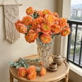 Photo inspiration: 3 Head Flocked Artificial Flower Peonies For Home Living Room Photo Inspiration