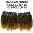 thumbnail image 5 of Ebo Brazilian Bundle Human Hair And Premium Mix Clip In Extension Kinky Curly 10” 4b 9 Pcs ( T1B/BG Off Black Burgundy ), 5 of 7