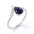 thumbnail image 5 of Pear Cut Lab-Created Blue Sandstone and Diamond Nestled Engagement Ring in 925 Sterling Silver – Elegant Jewelry for Her, Unique Bridal Ring, 5 of 6
