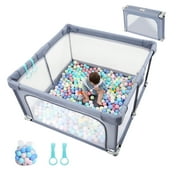 Ubravoo Foldable Baby Playpen, Portable Toddler Playard for Indoor & Outdoor, 49x*49x27(Gray)