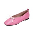 thumbnail image 2 of Office Work Shoes, Women's Bow Accent Square Toe Flats Comfortable Low Profile Dress Shoes with Flexible Walking Sole and Easy Style Office Work Shoes Ballet Commuter Shoes Flats, Hot Pink US-6/EU-36, 2 of 9