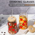 thumbnail image 3 of Juego de vasos de vidrio DWTS Strawberry Design con tapas y pajitas, 4 unidades, 3 of 7