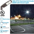 thumbnail image 2 of 300W Commercial Parking Lot Street Lights, Waterproof Area Lighting for Parking Lot Yard, 2 of 5