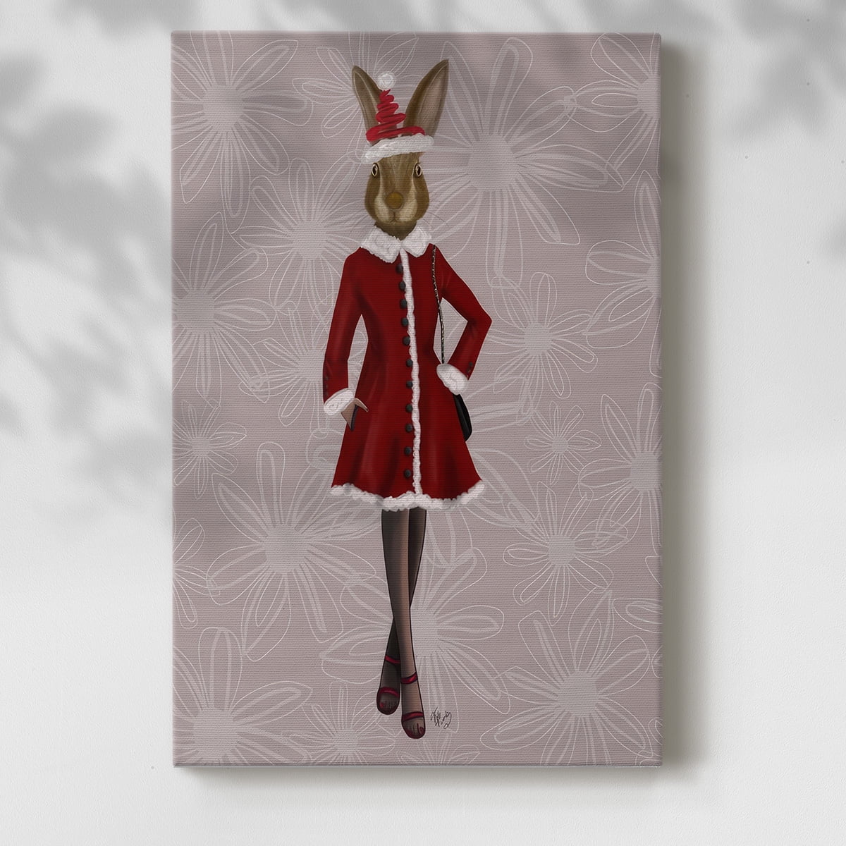 Christmas Christmas Fashion Bunny- Gallery Wrapped Canvas