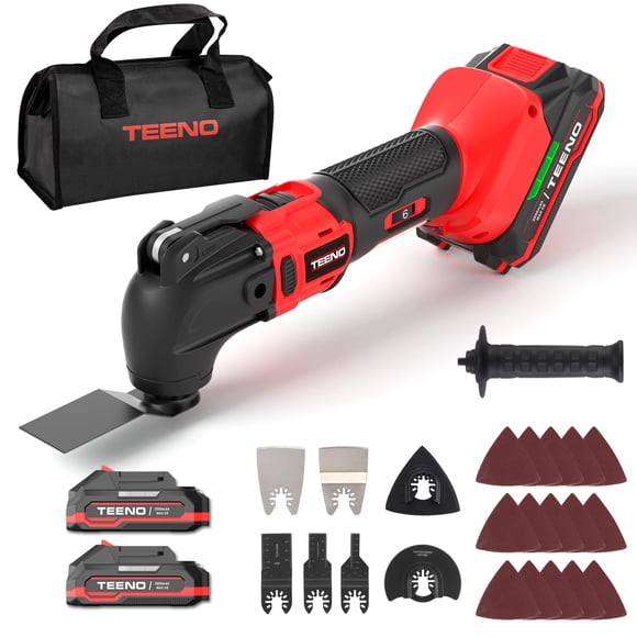 Herramienta Oscilante Inalámbrica TEENO 20V 6 Velocidades Kit 26 Piezas
