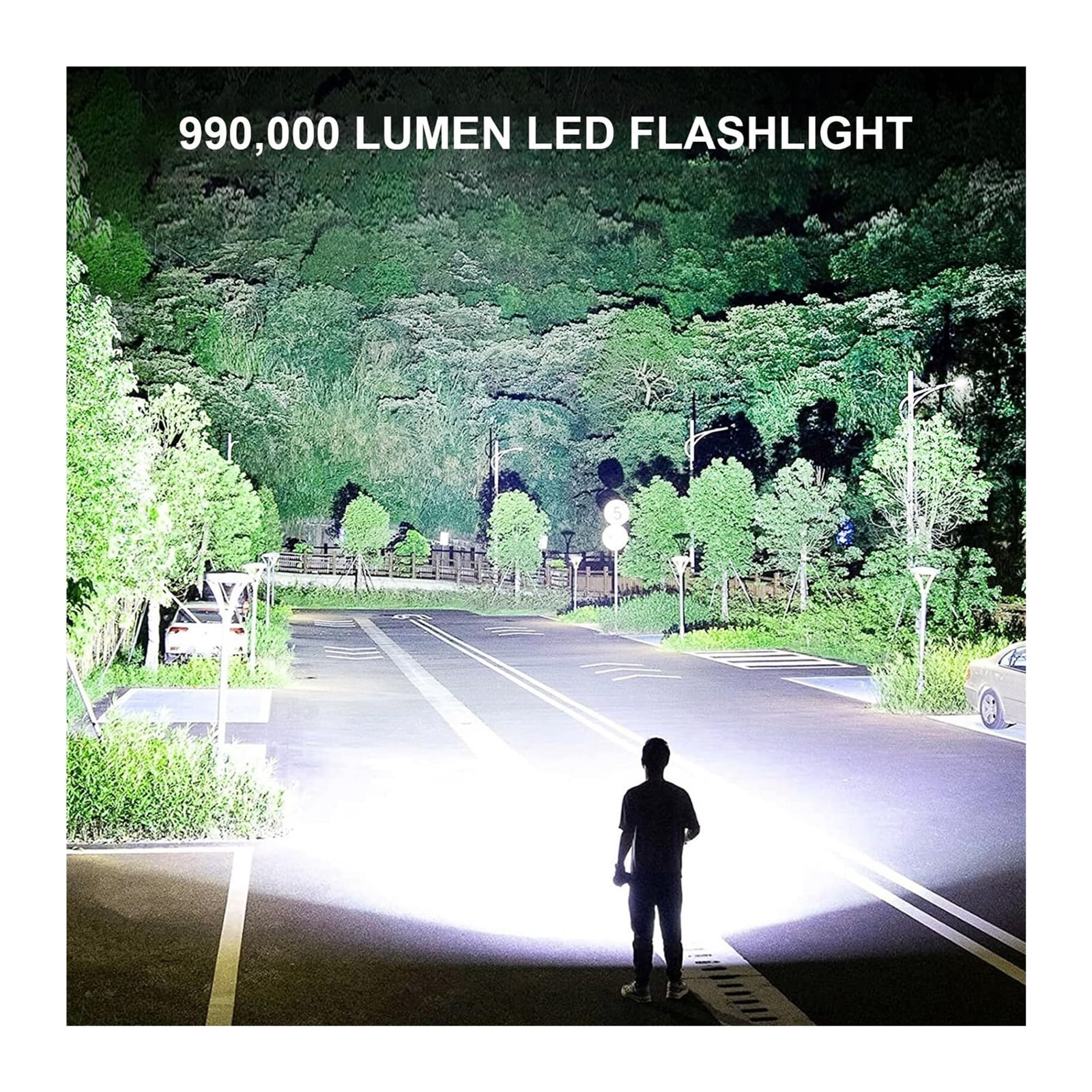 Rechargeable LED Flashlights High Lumens, 990000 Lumens Super Bright Flashlight with 5 Modes & Waterproof, Powerful Handheld Flashlight for Camping Emergencies