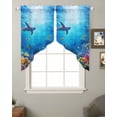 thumbnail image 2 of Shark Swag Valances for Windows, Blue Ocean Underwater Animal Coral Tropical Fish Rod Pocket Sheer Valances for Small Windows, Swag Toppers Light Filtering for Kitchen Living Room 2 Panels 36''x36'', 2 of 6
