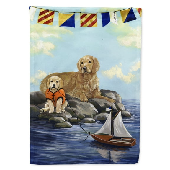 Carolines Treasures PPP3100CHF Golden Retriever Retreat Flag Canvas House Size  Large multicolor