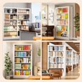 thumbnail image 5 of 5-Tier Bookcase with Adjustable Storage Shelves, Metal Bookshelf with Book Stopper, Bookcase Shelf for Library, Office, Living Room (White(1 Column,3 Combination Bookshelves)), 5 of 12