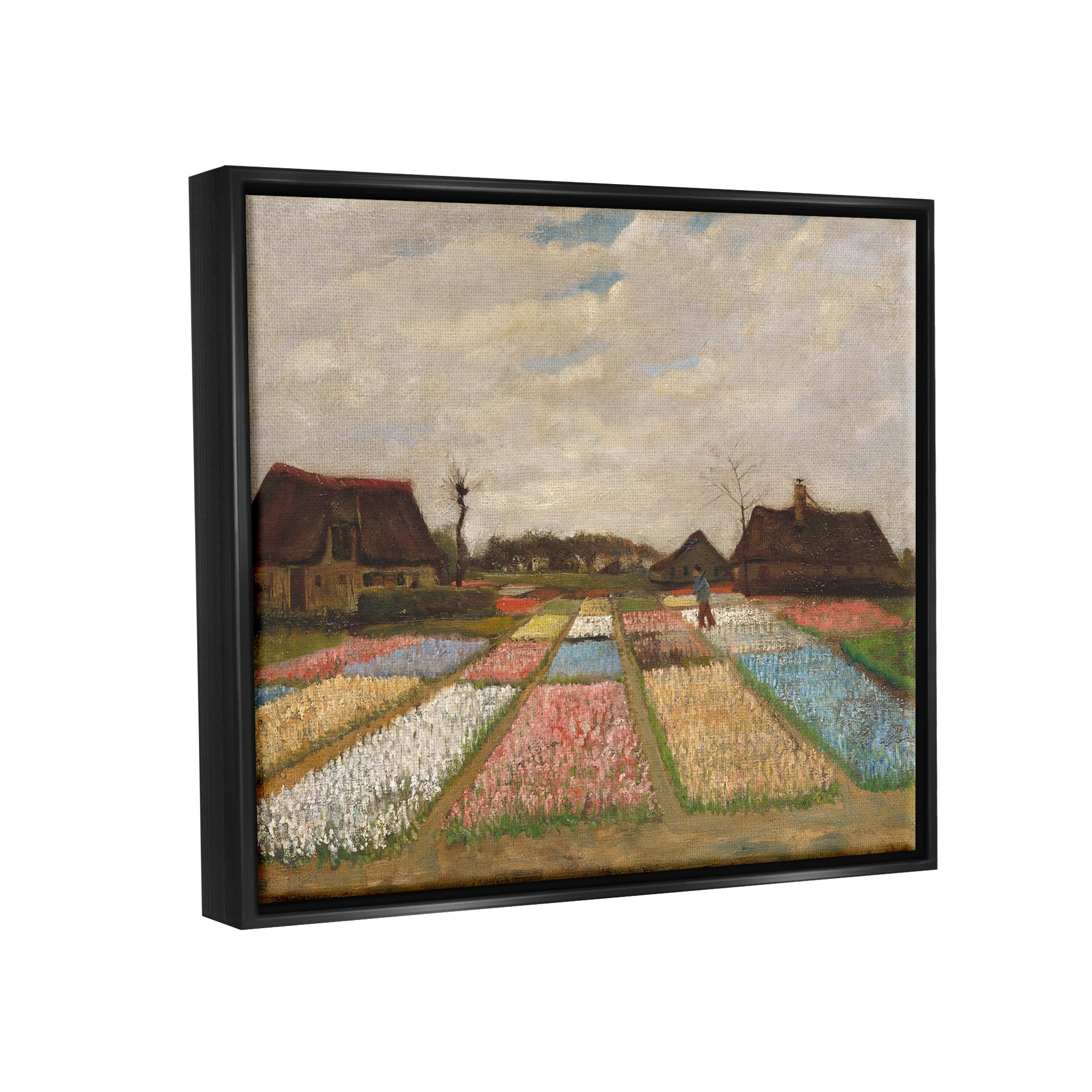 Stupell Industries Bulb Fields in Holland Vincent van Gogh Classic Painting Painting Jet Black Floating Framed Canvas Print Wall Art, Design by one1000paintings