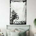 thumbnail image 4 of Motorcycle Tapestry, Motocross Racer Image Grungy Background Poster Style Monochromic Artwork Print, Wall Hanging for Bedroom Living Room Dorm Decor, 60W X 80L Inches, Black White, by Ambesonne, 4 of 5