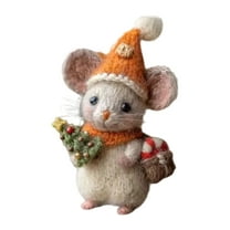 Cute Felt Mouse Ornaments, Adorable Handmade Mouse Decorations, Animal Figurine Home Decor Gifts for Shelf, Desk, and Nursery,E