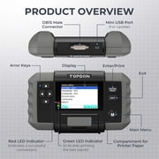 TOPDON BT600 - 12V Battery Tester & 12V/24V System Tester with Built-in Printer, Color Display