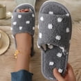 thumbnail image 3 of Zapatillas de algodón con punta abierta cruzada y lunares para mujer, pantuflas de suela blanda silenciosas antideslizantes con apertura para el hogar para interiores, 3 of 5