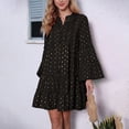 thumbnail image 7 of Viadha Women's Summer Dresses Women's Spring New Printing Stamping Pressure Pleated Flare Sleeve Loose V-Neck Dresses Long Sleeve V-Neck Dresses, 7 of 7
