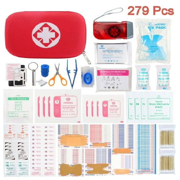 279 Pcs Travel First Aid Kit Treat and Protect Most Injuries, Survival Emergency Rescue At Home, Office ,Outdoors, Car, Truck, Camping, Workplace, Traveling , Hiking , Boating , Fishing .. .