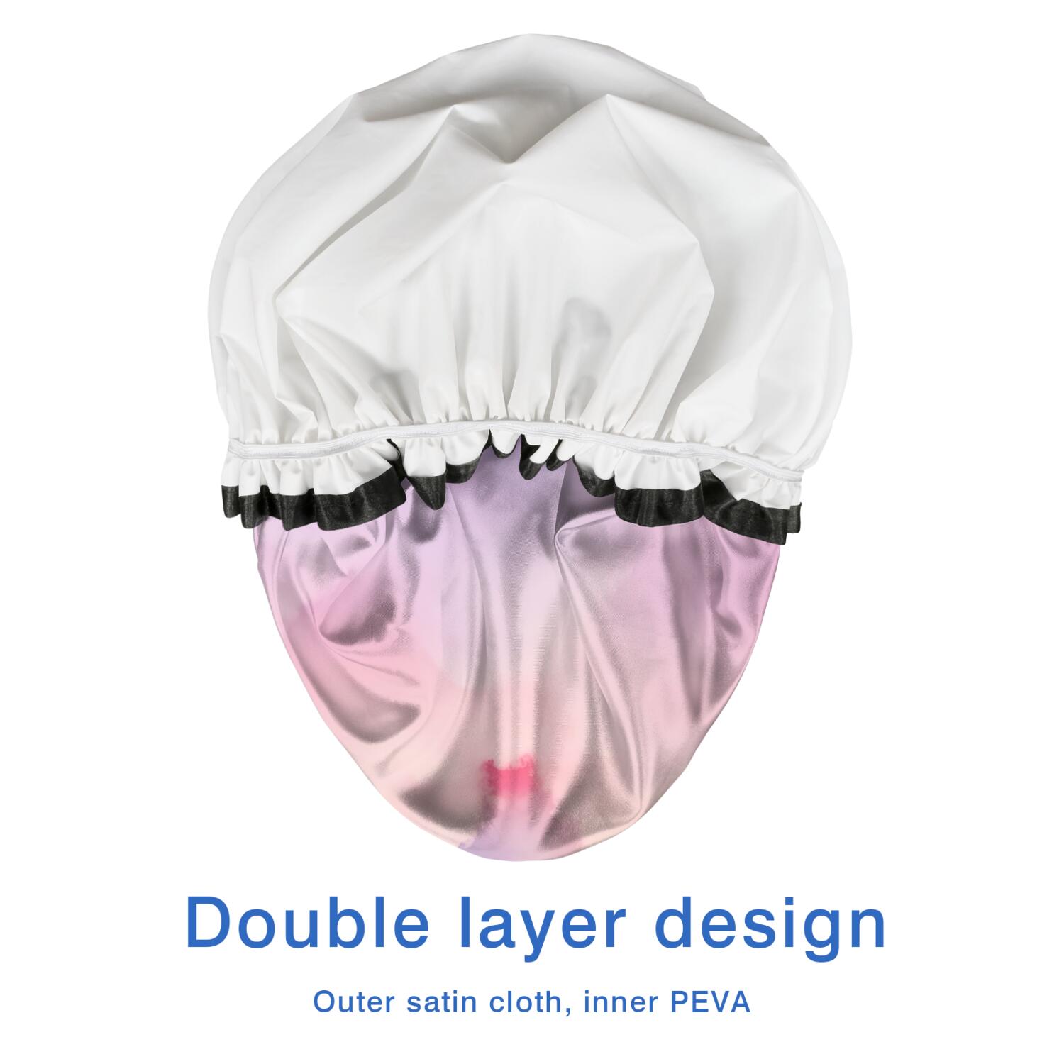 Shower Caps,Pastel Rainbow Clouds Waterproof Shower Cap for Women 4 Pieces,Double Reusable Hair Cover for Shower PEVA Elastic Stretch Hem