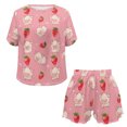 thumbnail image 4 of SEANATIVE Strawberry Pig Pajamas for Girls Pink Short Sleeve Daily Loungewear Set of 2 Cute Pajamas Top and Pants for Women Size S Comfortable Summer Sleepwear, 4 of 7