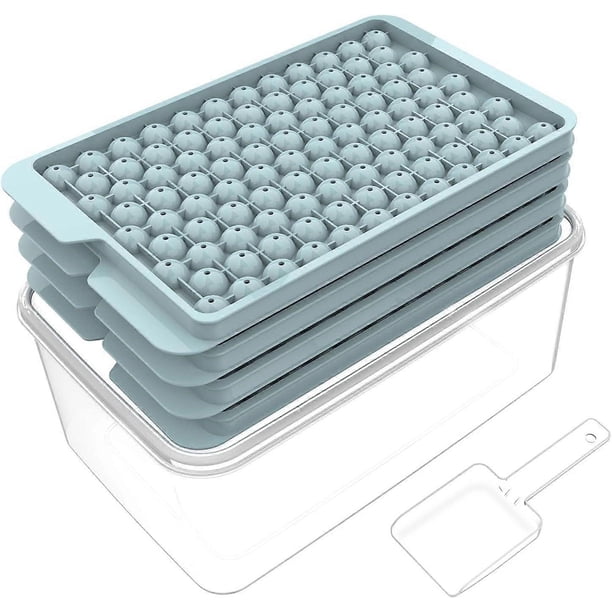 4 ice cube trays for chilling drinks coffee cocktails (ice box and ice scoop) (blue)